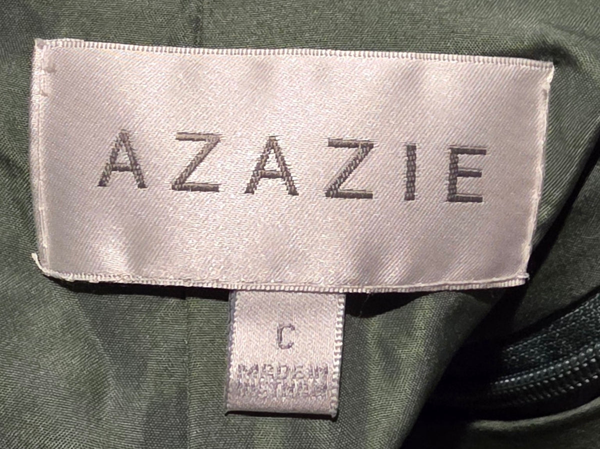 Azazie sewn brand and custom size label