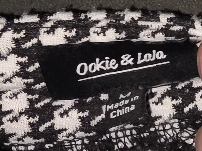 Ookie & Lala Skater Skirt M Black White Houndstooth Dark Academia Preppy