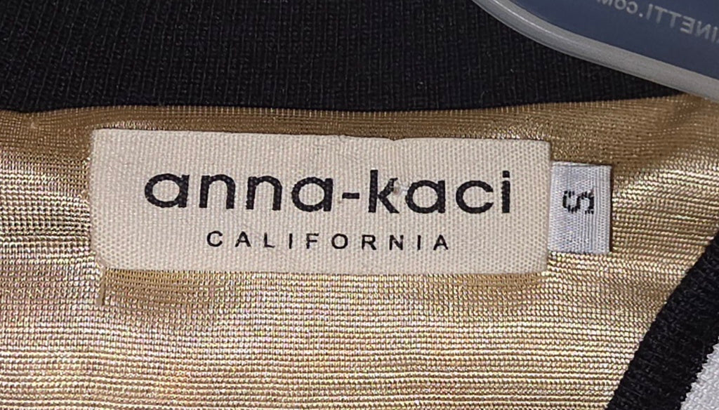 Anna-Kaci Sequin Bomber Jacket S Gold Black Sparkle Disco Glam Party Festival