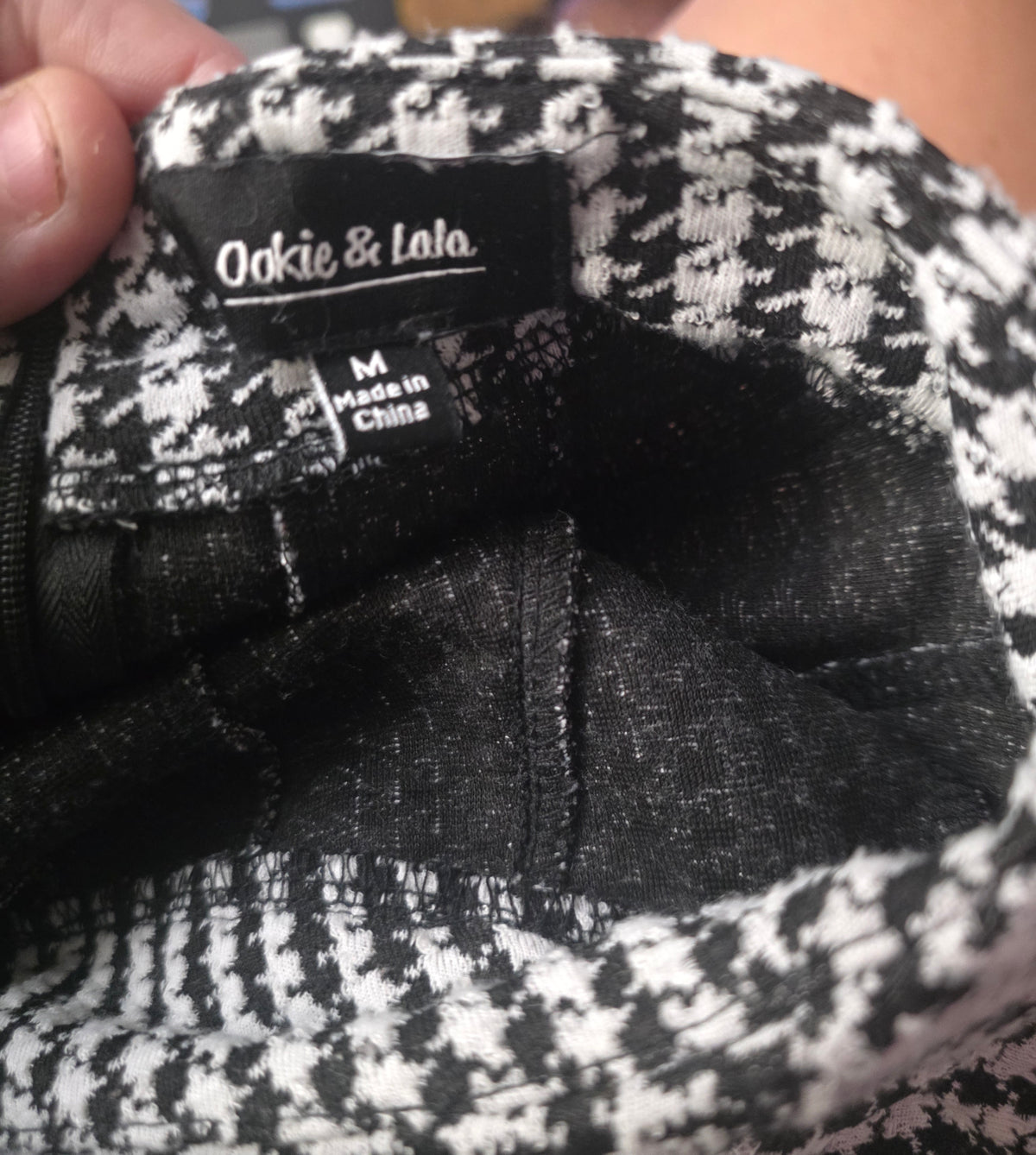 Ookie & Lala Skater Skirt M Black White Houndstooth Dark Academia Preppy
