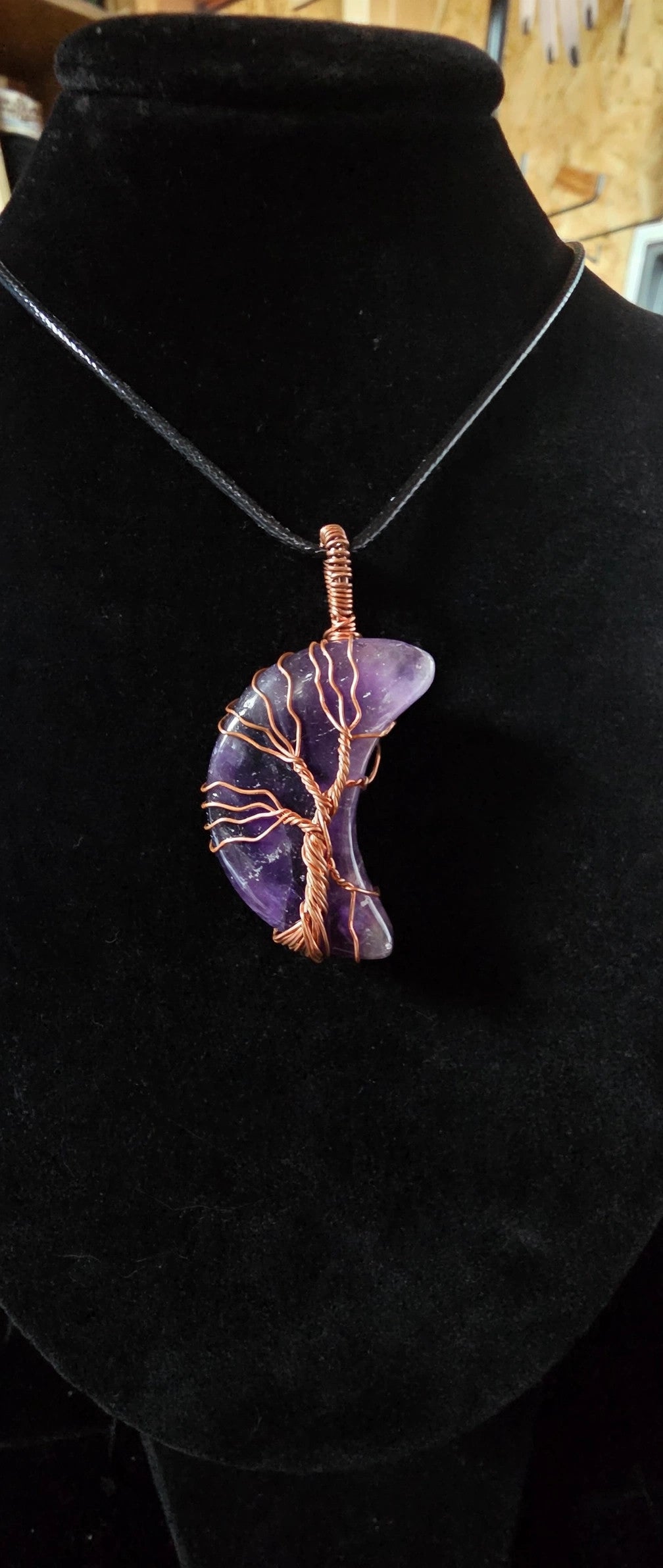 Amethyst Crescent Moon Tree of Life Necklace – Witchy Whimsigoth Crystal Jewelry