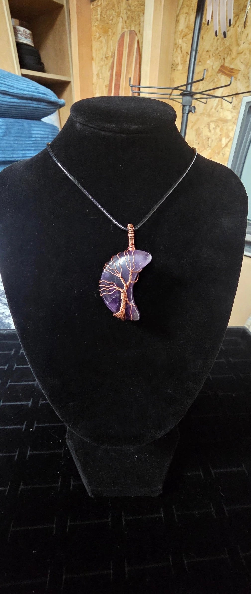 Amethyst Crescent Moon Tree of Life Necklace – Witchy Whimsigoth Crystal Jewelry