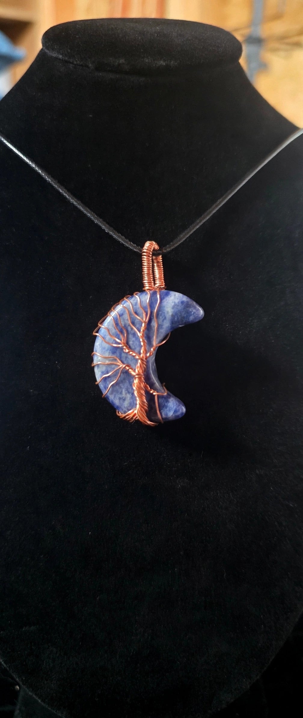 Blue Gemstone Crescent Moon Tree of Life Necklace – Witchy Whimsigoth Boho Jewelry