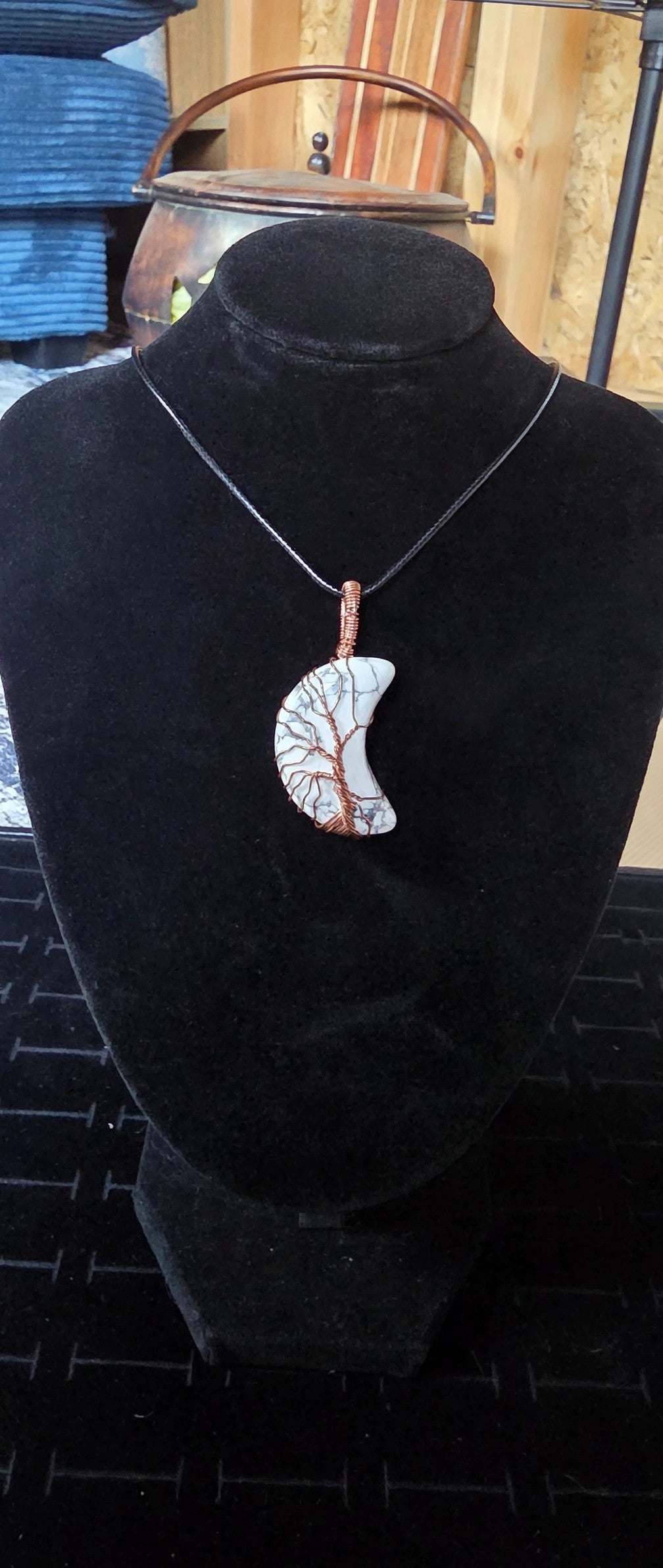 Howlite Crescent Moon Tree of Life Necklace – Witchy Celestial Boho Jewelry
