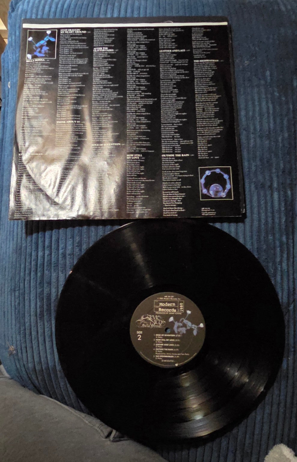 Stevie Nicks Bella Donna vinyl Side 2 and lyric inner sleeve